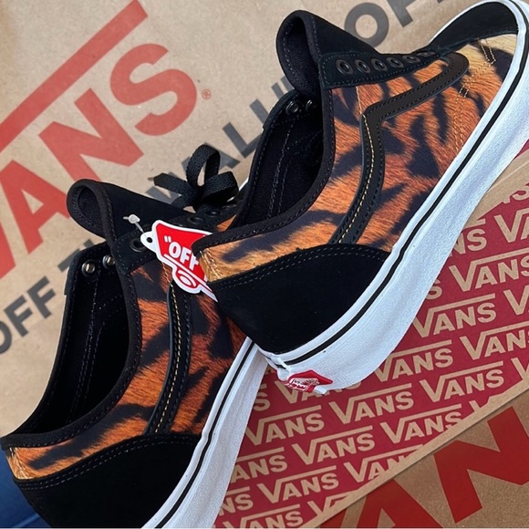 Vans Black and Orange Animal Print Sneakers - Picture 4 of 5